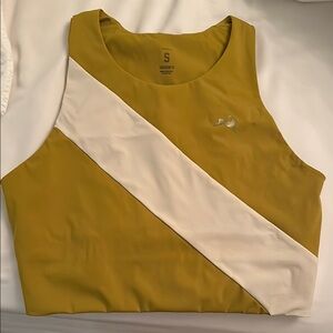 Tracksmith Yellow Cream Fitted Crop Tank Top